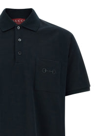 Gucci Morsetto Embroidery Polo Shirt Blue