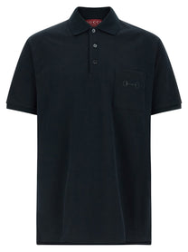 Gucci Morsetto Embroidery Polo Shirt Blue