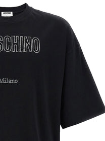 MOSCHINO - MOSCHINO - Rhinestone logo T-shirt - Men’s Top