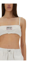 Moschino Jeans Women's Cotton Bandeau Top White, view 4