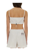 Moschino Jeans Women's Cotton Bandeau Top White, view 3