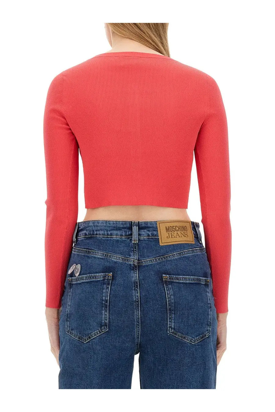 Moschino Jeans Women's Cropped Cardigan White, view 3