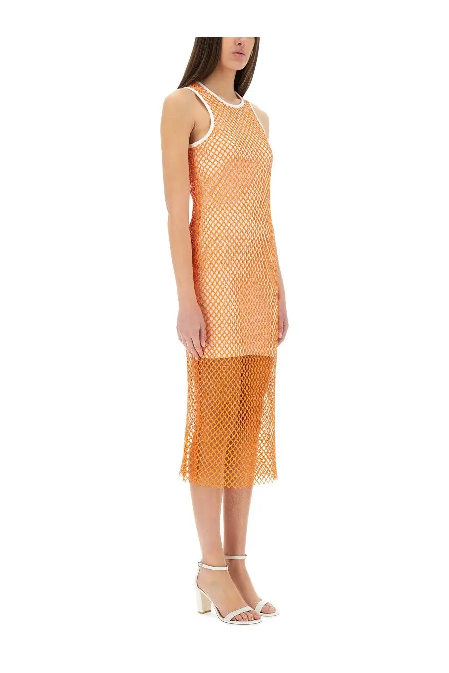 Moschino Jeans Women's Mesh and Sequin Dress Orange, view 4