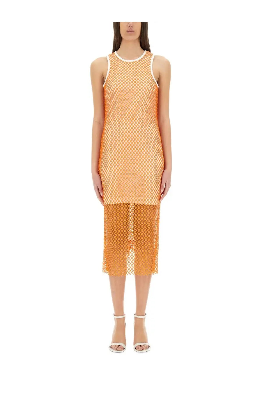 Moschino Jeans Women's Mesh and Sequin Dress Orange