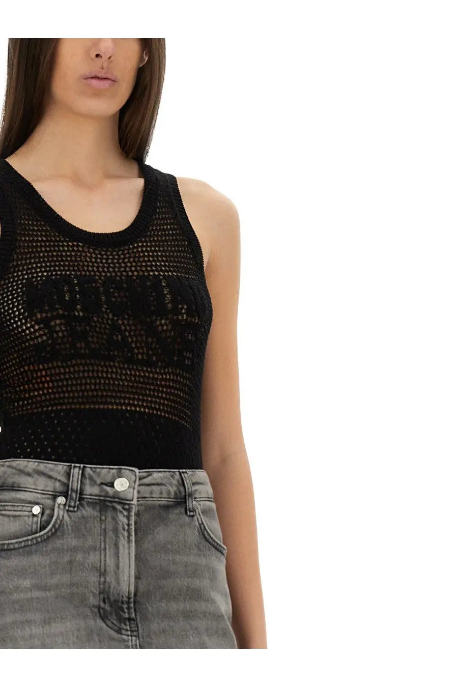 Moschino Jeans Women's Mesh Top Black, view 4