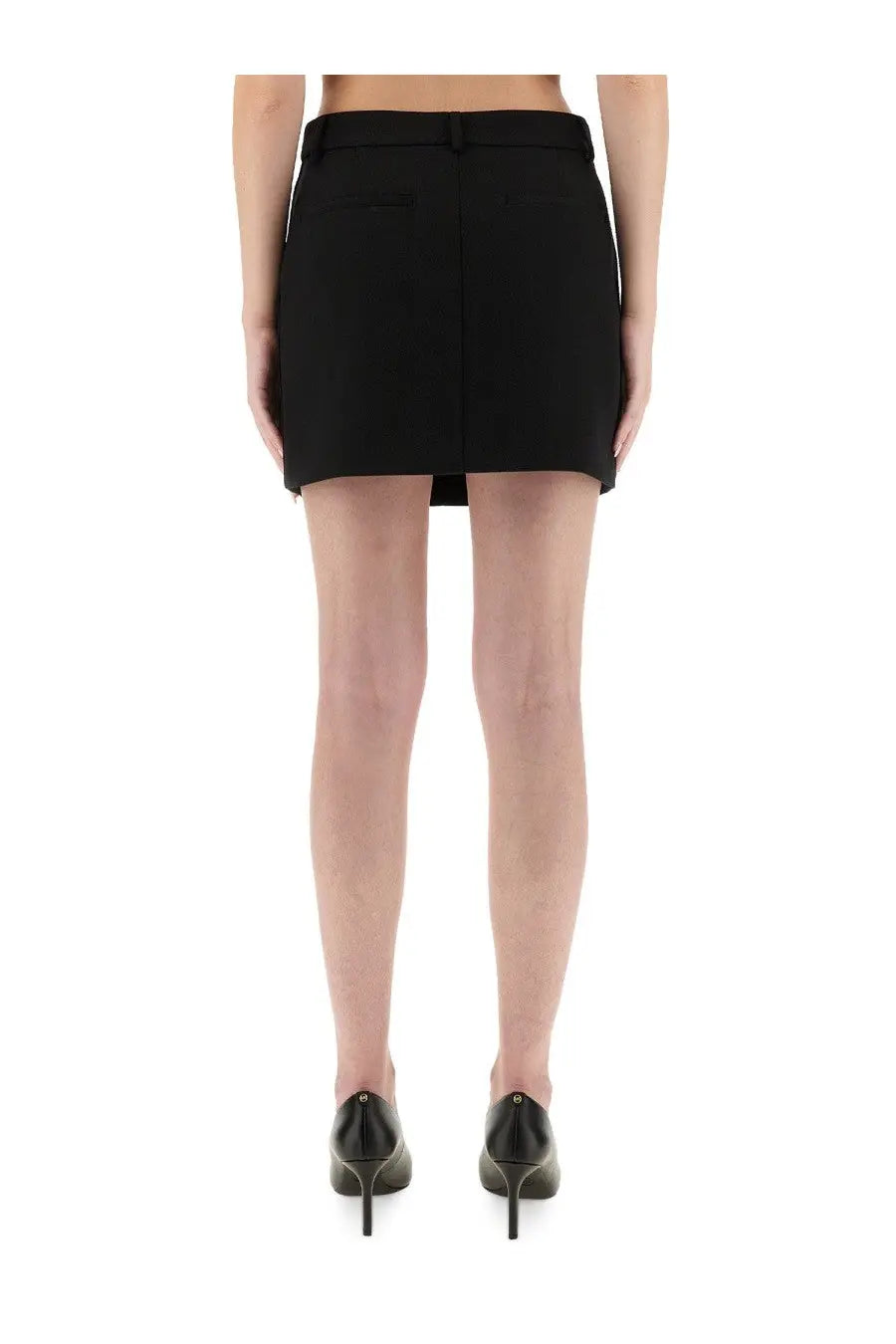 Moschino Jeans women’s black tailored mini skirt with structured waistband and straight-cut hem