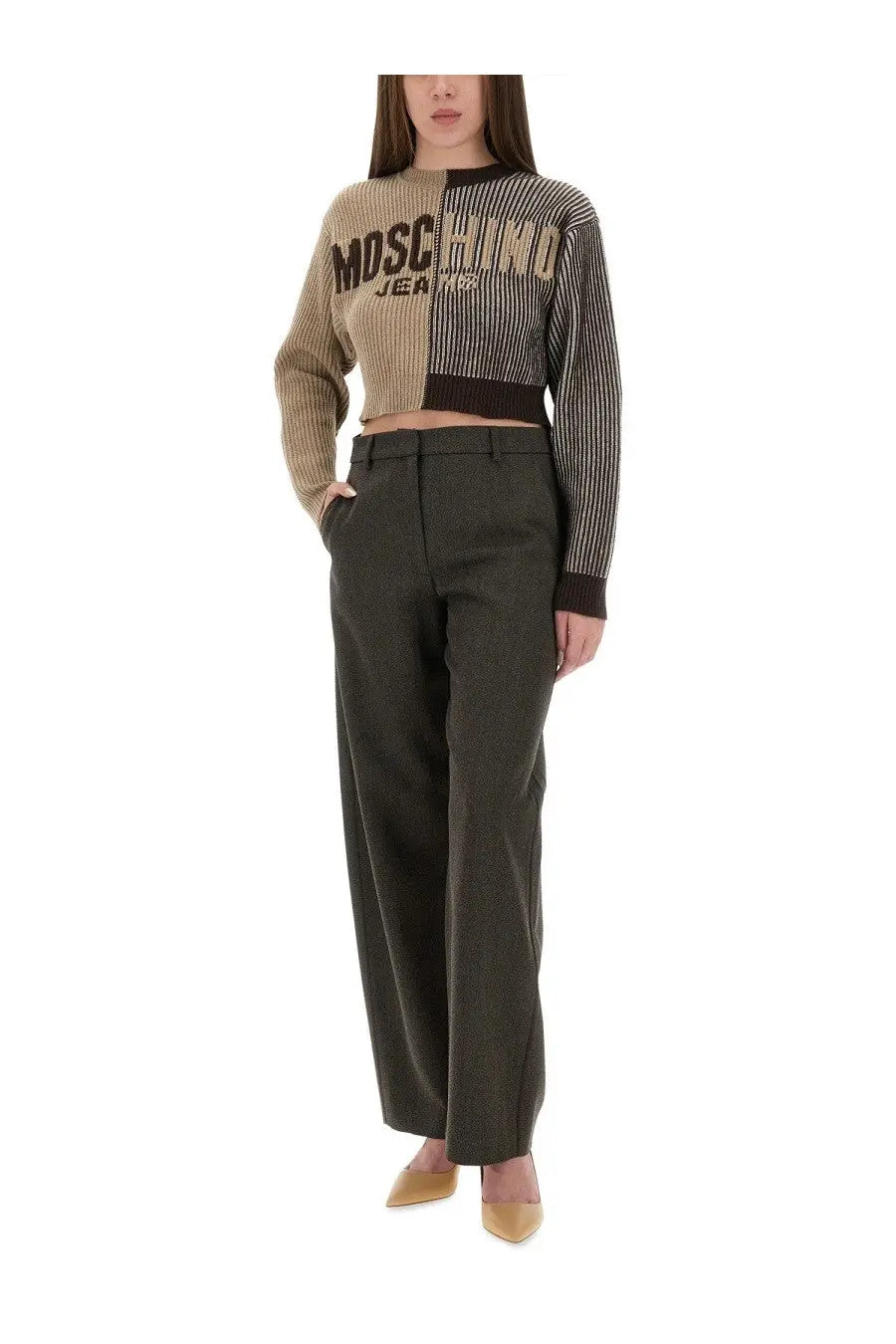 Moschino Jeans Women's Wide Leg Pants Grey, view 2