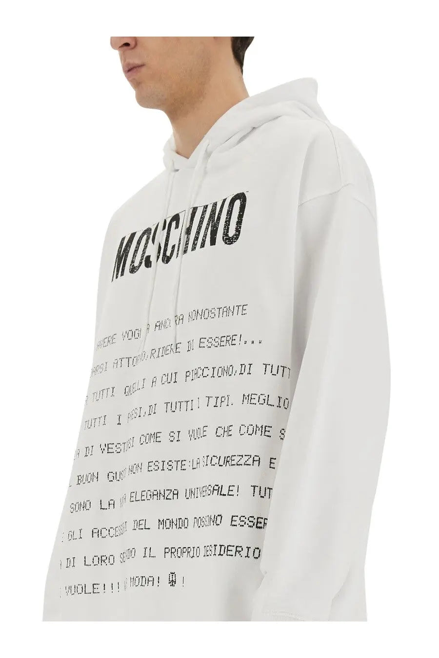 Moschino Men's Archive Message Hoodie White, view 4