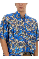 Moschino Men's Blue Flowers Allover Print Shirt Multicolor, view 4