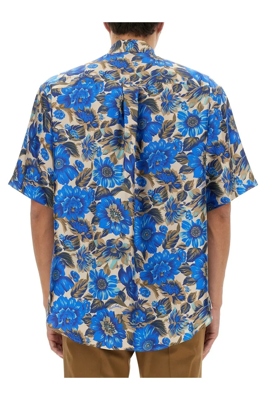 Moschino Men's Blue Flowers Allover Print Shirt Multicolor, view 3