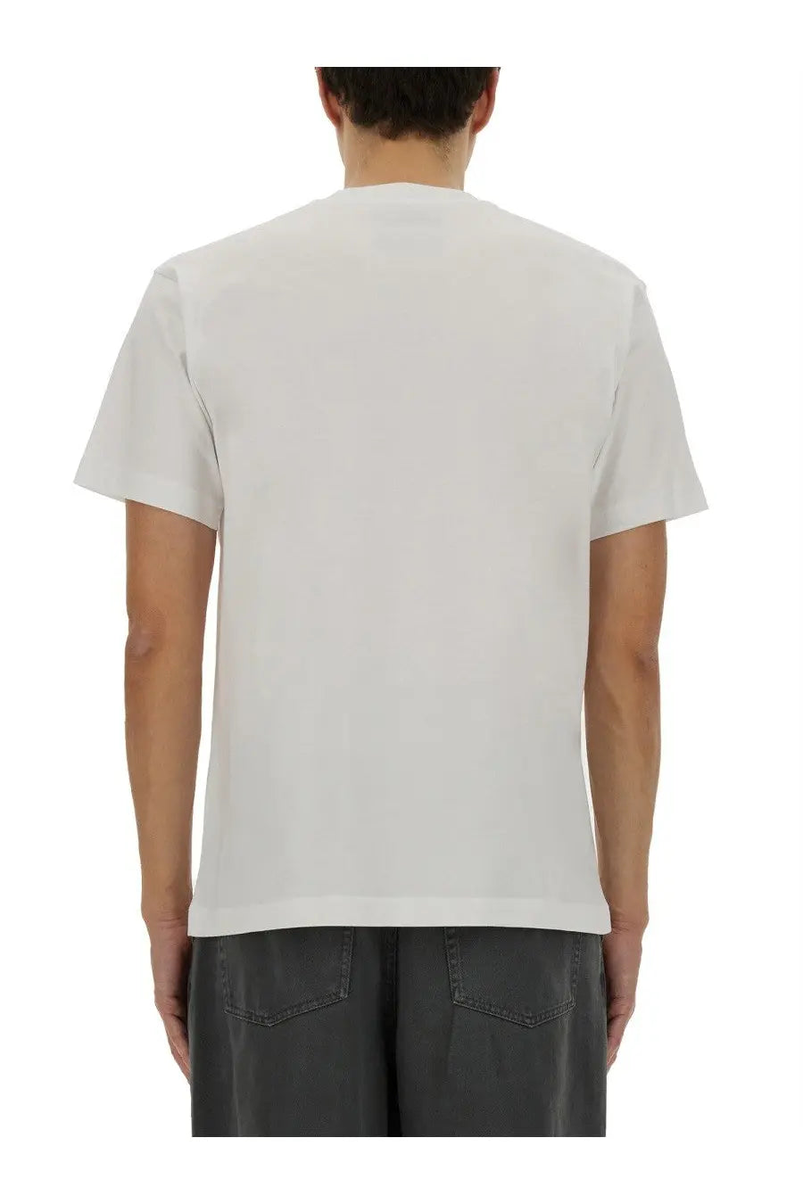 Moschino men’s white cotton t-shirt with simple crew neck and short sleeves for casual wear