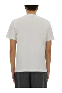 Moschino men’s white cotton t-shirt with simple crew neck and short sleeves for casual wear