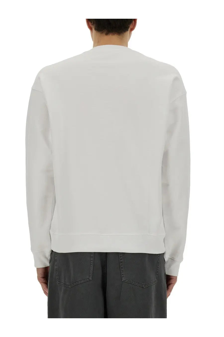 Moschino men’s breakfast white crewneck sweatshirt with soft minimalist design and comfortable cotton fabric