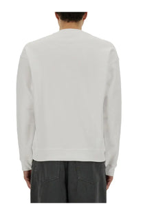 Moschino men’s breakfast white crewneck sweatshirt with soft minimalist design and comfortable cotton fabric