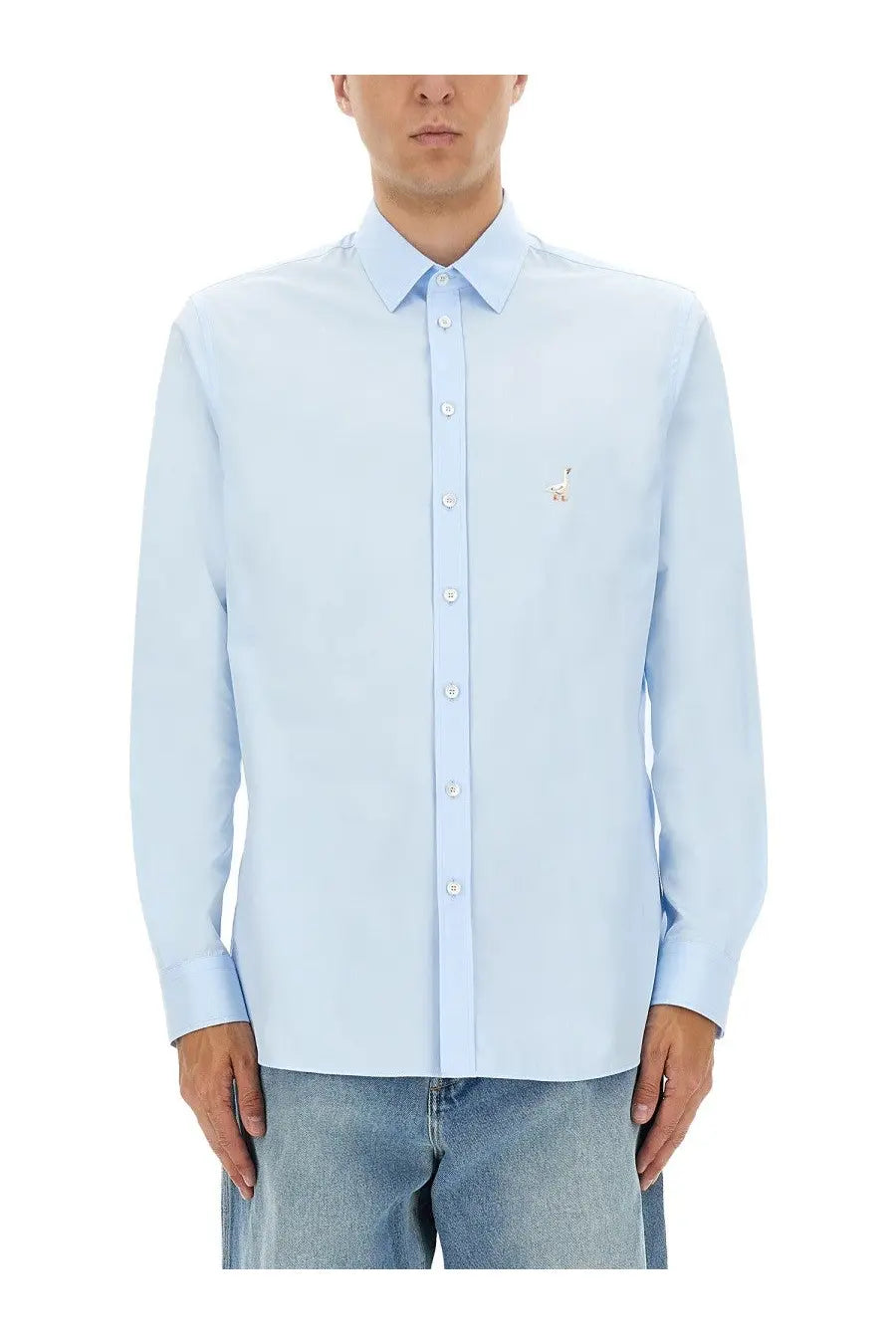 Moschino Men's Cotton Poplin Shirt Blue