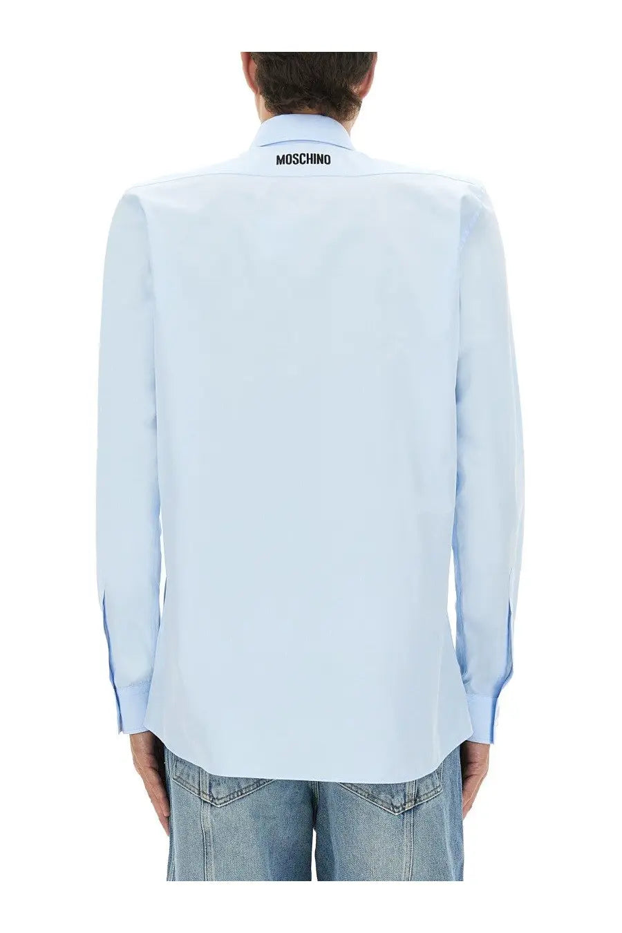 Moschino Men's Cotton Poplin Shirt Blue, view 3