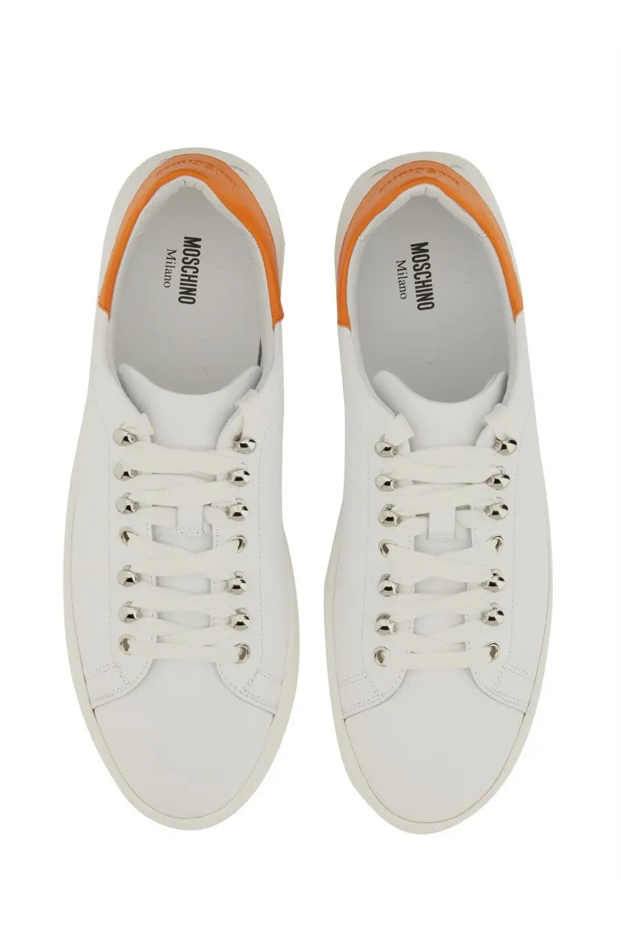 Moschino Men's Leather Sneaker White, view 4