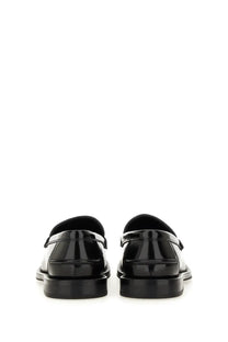 Moschino men’s moccasin berlin black black patent leather loafers with sleek glossy finish and classic slip-on design