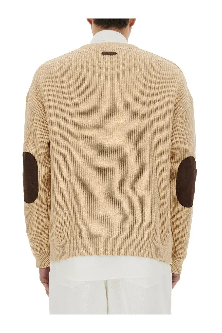 Moschino Men's Organic Cotton Blend Cardigan Beige, view 3