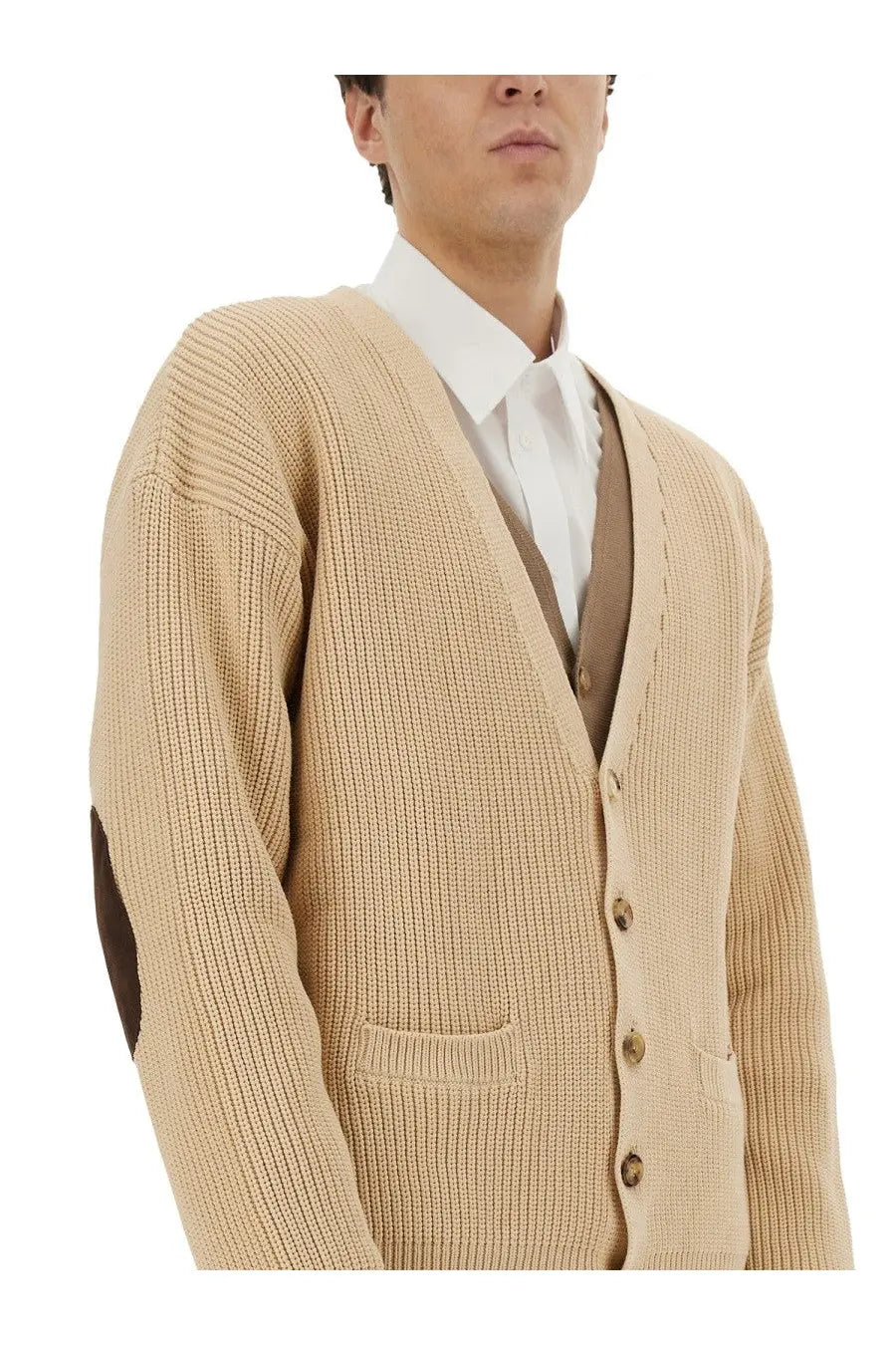 Moschino Men's Organic Cotton Blend Cardigan Beige, view 4