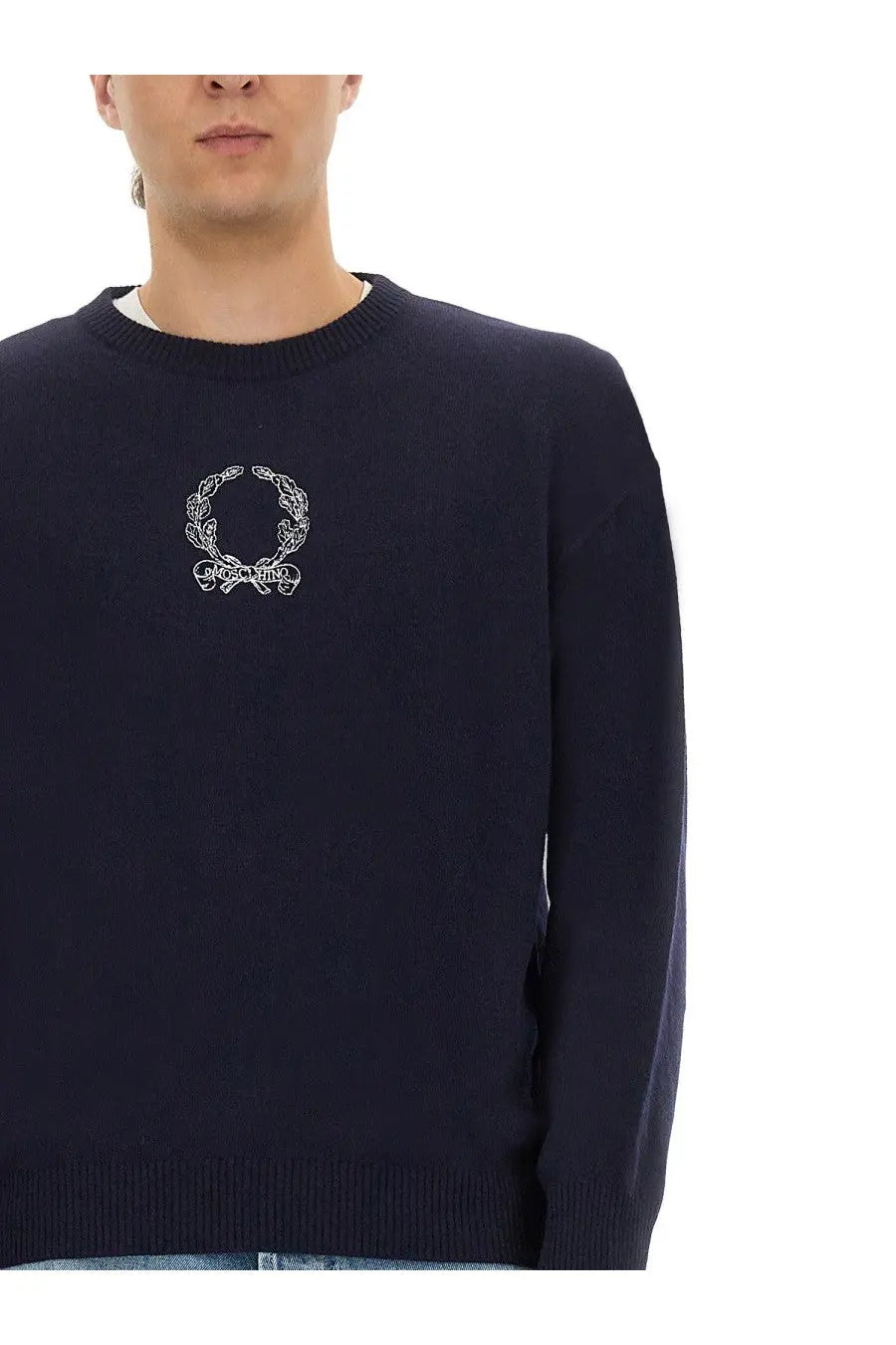 Moschino Men's Wool and Cashmere Pullover Blue, view 4