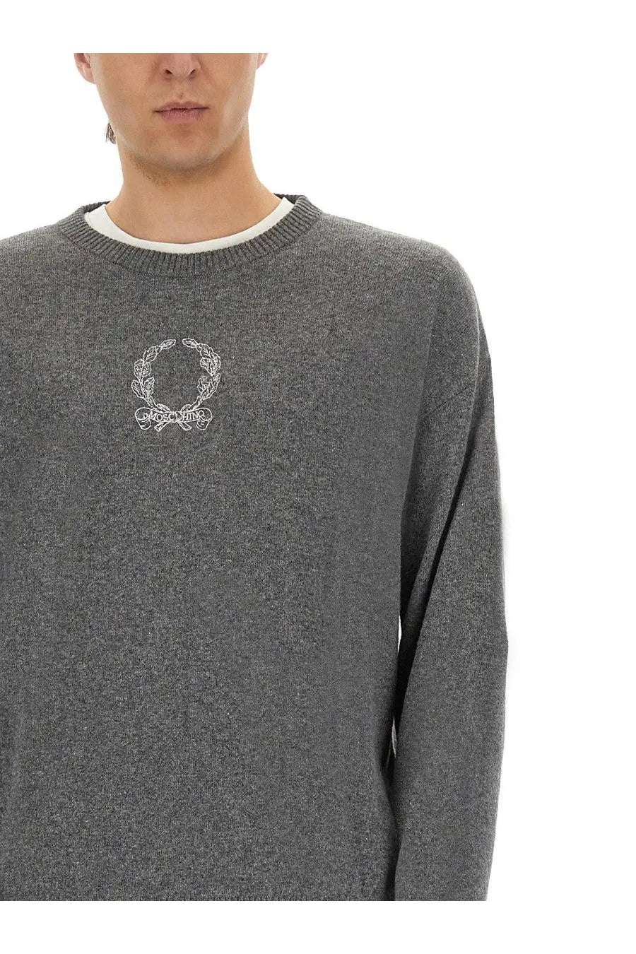 Moschino Men's Wool and Cashmere Pullover Grey, view 4