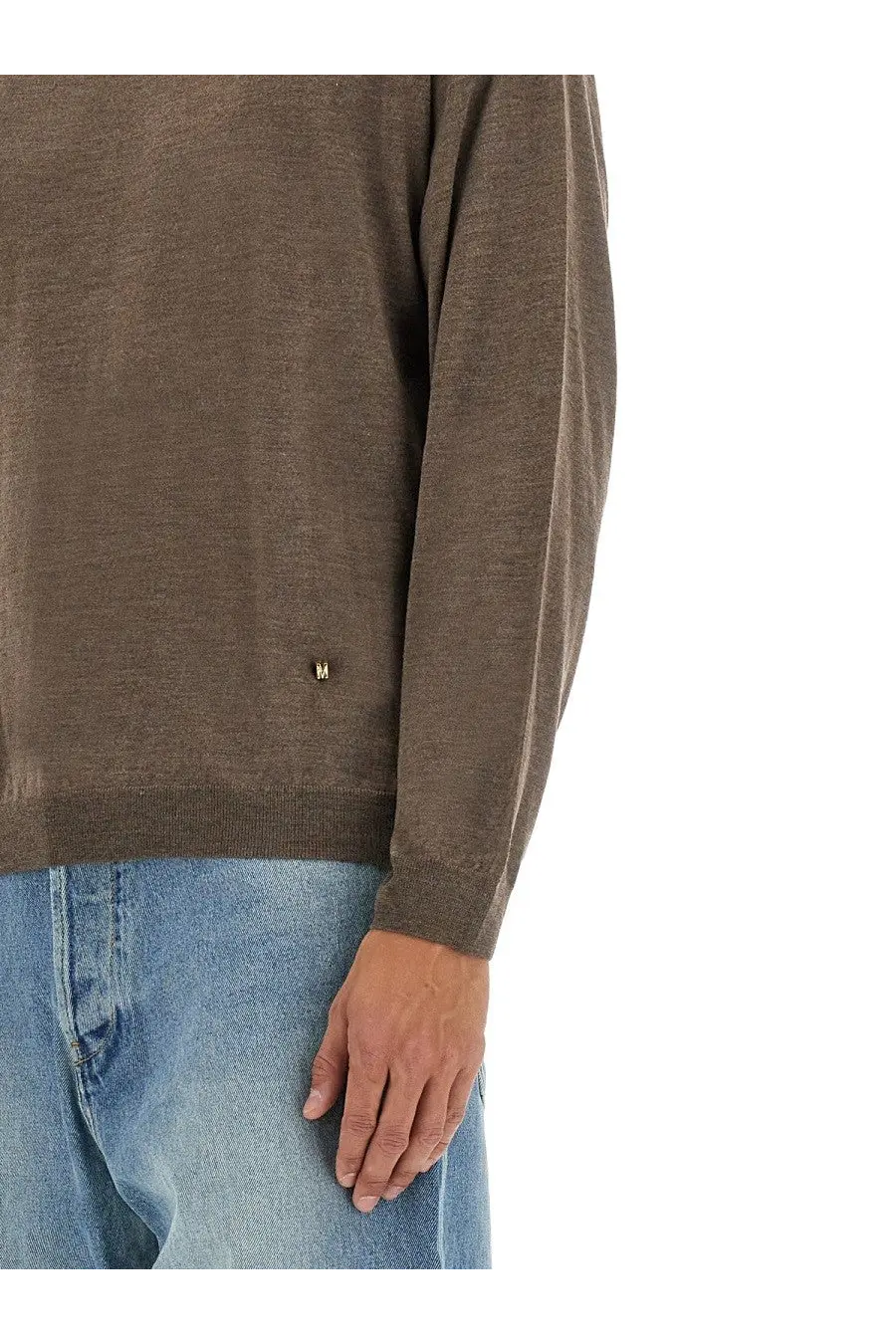 Moschino Men's Wool and Silk Pullover Brown, view 4