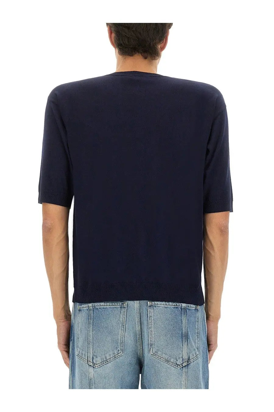 Moschino Men's Wool and Silk Sweater Blue, view 3
