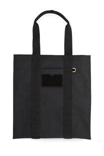 Moschino womens black canvas tote bag with sturdy handles and gold tone metal clasp for everyday use