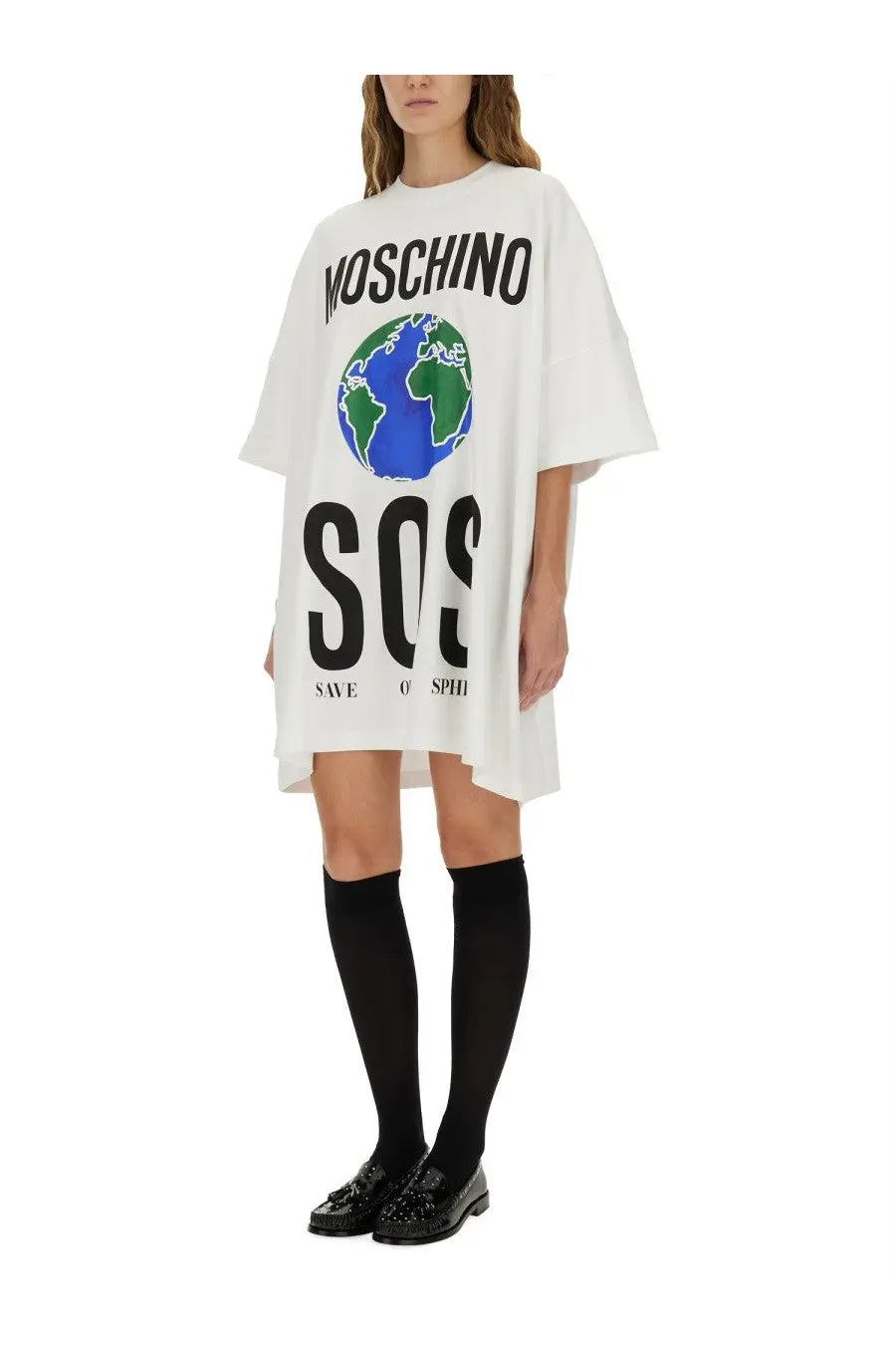 Moschino Women's Cotton Interlock Dress White, view 4