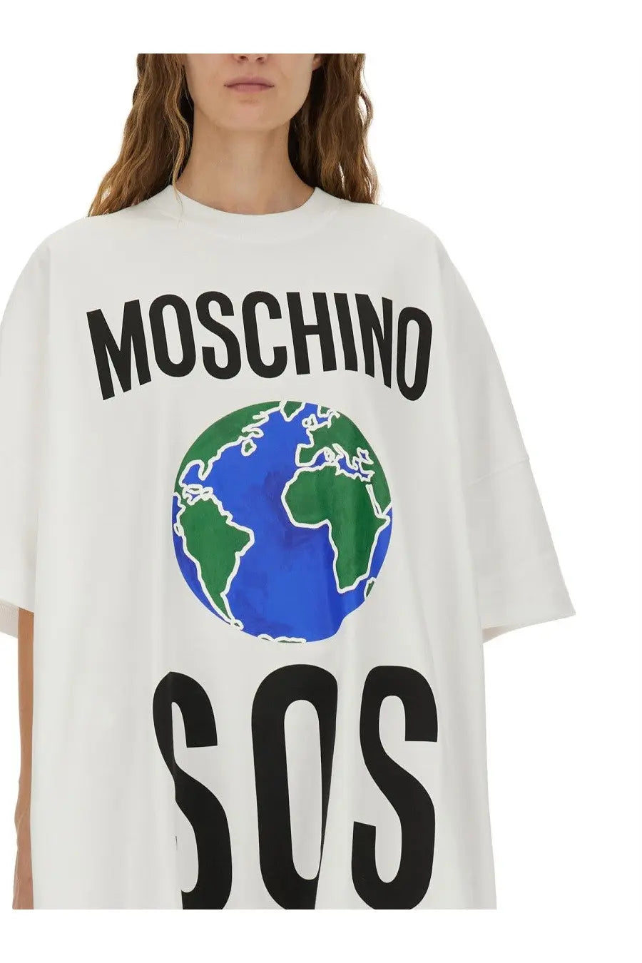 Moschino Women's Cotton Interlock Dress White, view 2