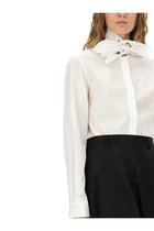 Moschino Women's Cotton Poplin Jacquard Shirt White, view 4