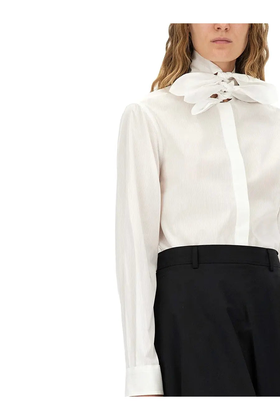 Moschino Women's Cotton Poplin Jacquard Shirt White, view 4