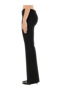 Black high-waisted flared crepe pants with a sleek tailored fit from Moschino women’s collection