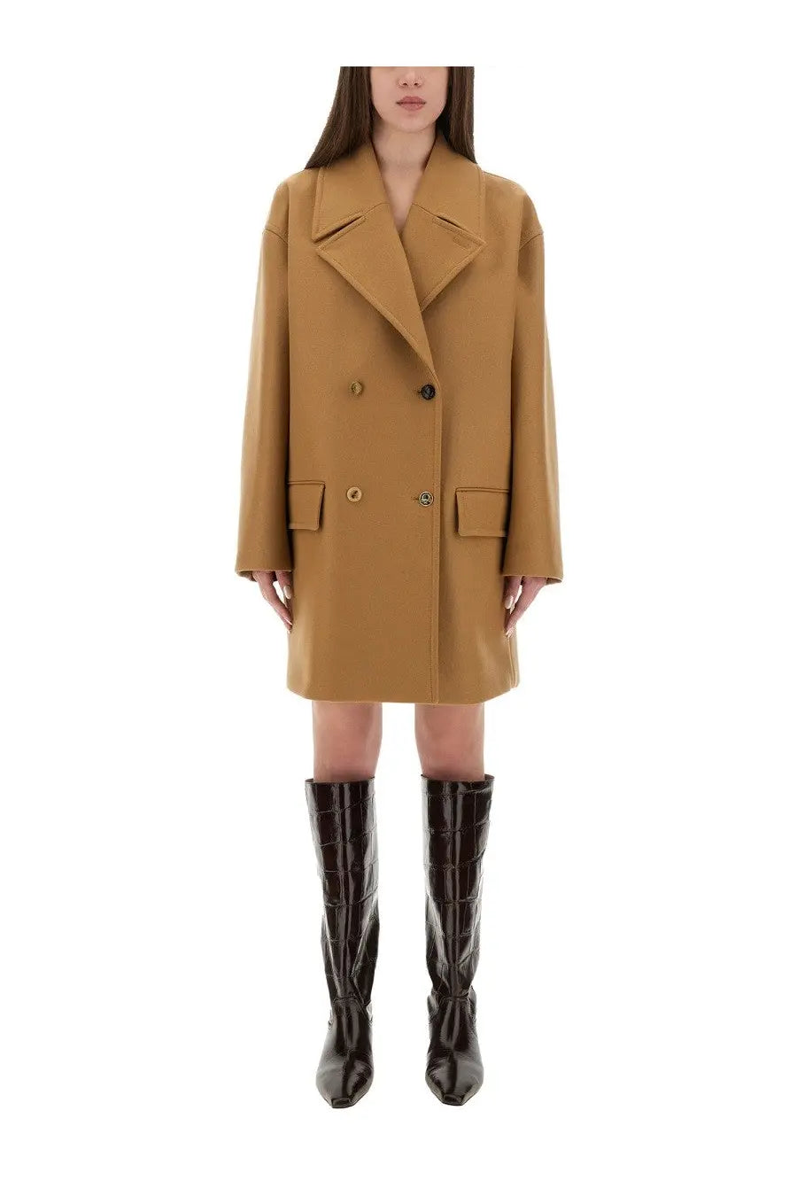 Moschino Women's Double Breasted Coat Beige