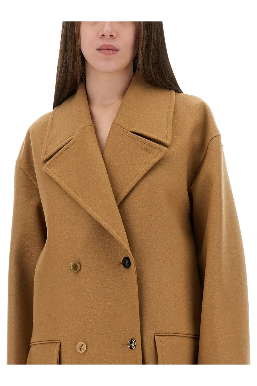 Moschino Women's Double Breasted Coat Beige, view 2
