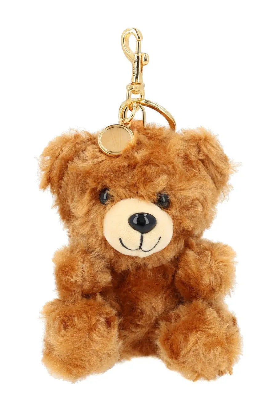 Moschino women’s portachiavi teddy bear brown plush keychain with cream snout and black eyes
