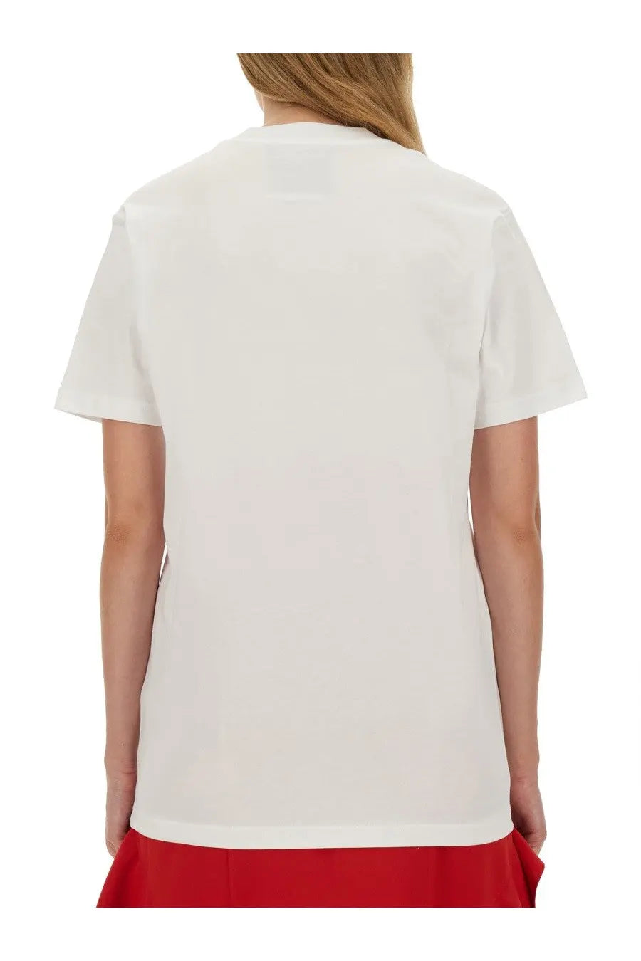 Moschino women’s white cotton t-shirt with crew neck and short sleeves perfect for casual wear