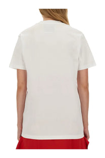 Moschino women’s white cotton t-shirt with crew neck and short sleeves perfect for casual wear