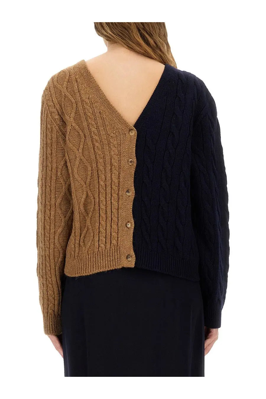Moschino Women's Two Tone Alpaca Blend Cardigan Multicolor, view 3