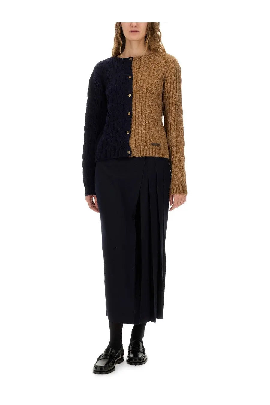 Moschino Women's Two Tone Alpaca Blend Cardigan Multicolor, view 2