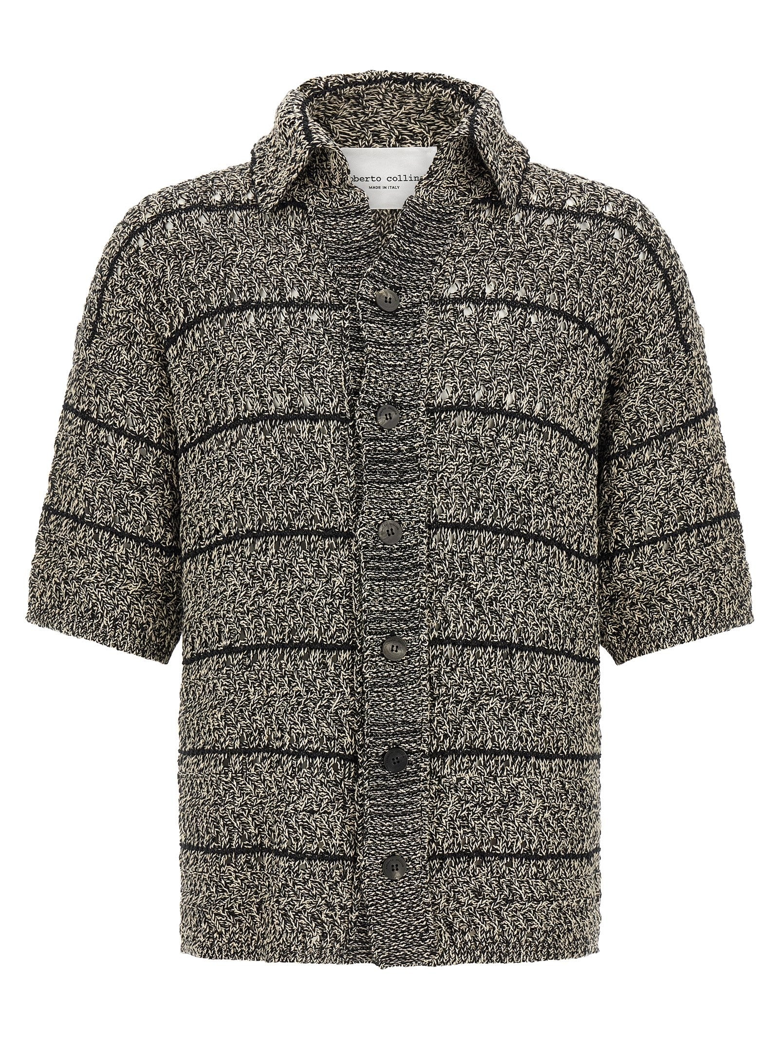 Roberto Collina Mouliné Insert Cardigan Black