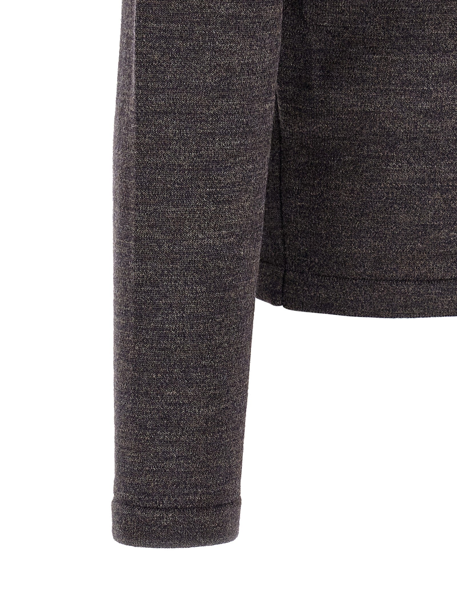 Lemaire Mouliné Wool Polo Shirt Brown