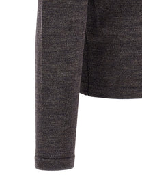 Lemaire Mouliné Wool Polo Shirt Brown