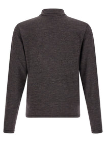 Lemaire Mouliné Wool Polo Shirt Brown