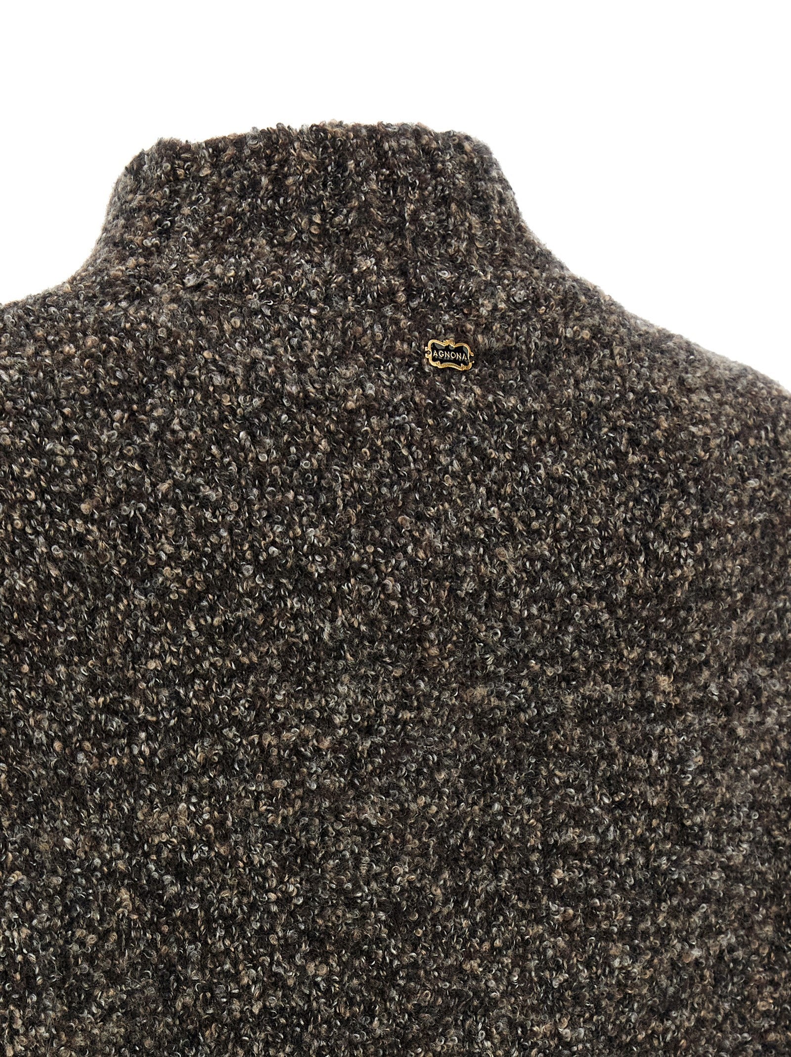 Agnona Mqaglia High Neck Bouclé Brown