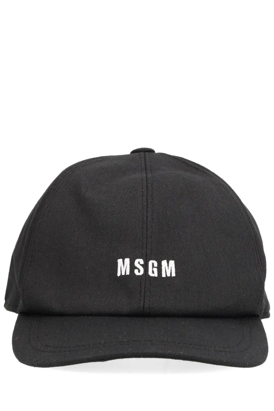 Black MSGM men’s baseball cap featuring white embroidered logo ideal for casual wear