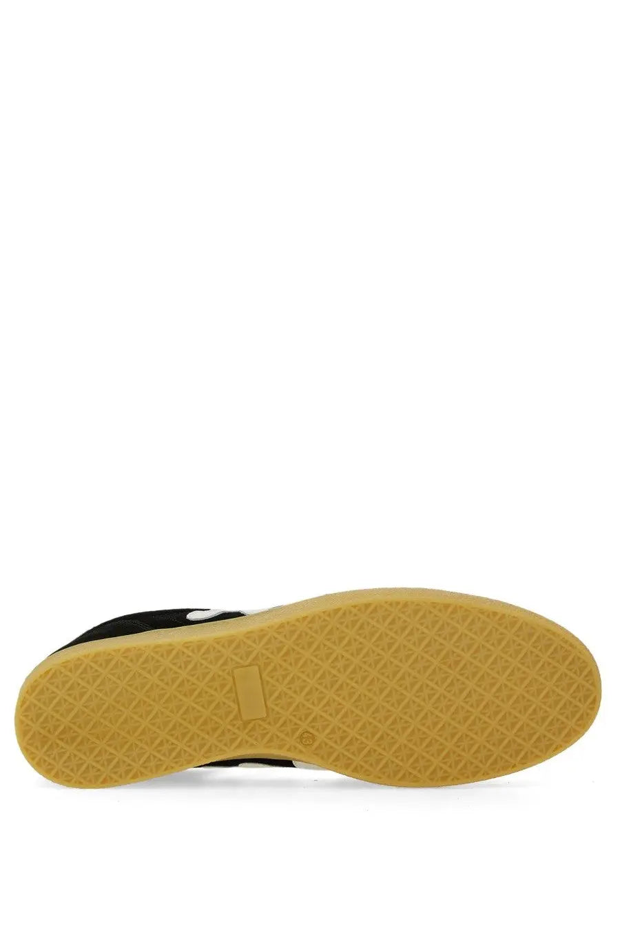 Msgm men’s retro sneaker black high-top with tan rubber sole featuring diamond-patterned tread