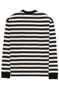 Msgm men’s shirt con multicolor black and white striped long-sleeved ribbed crew neck cotton shirt