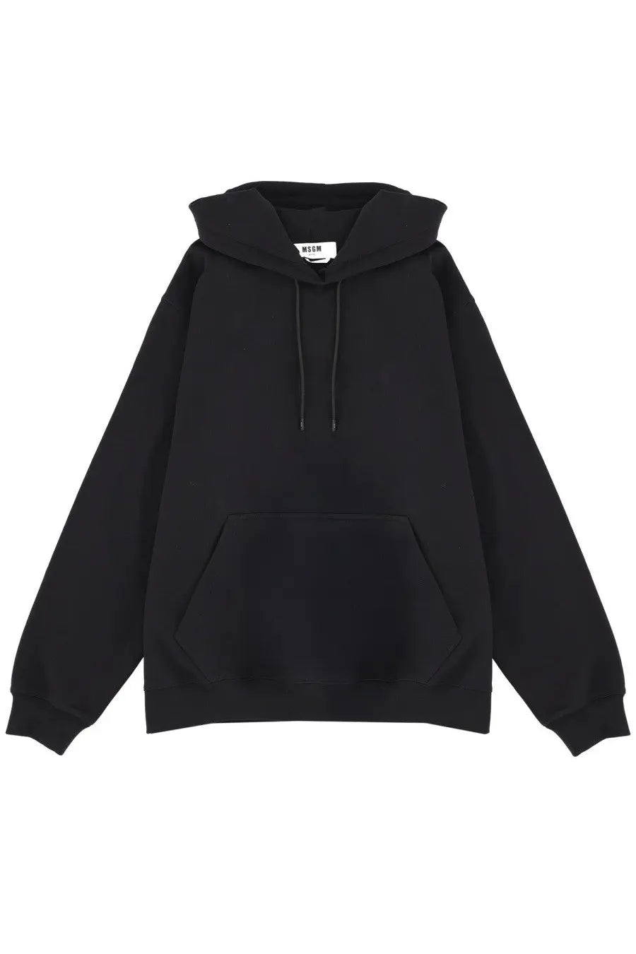 Black MSGM men’s sweatshirt hoodie with minimalist design and drawstring hood in comfortable fabric